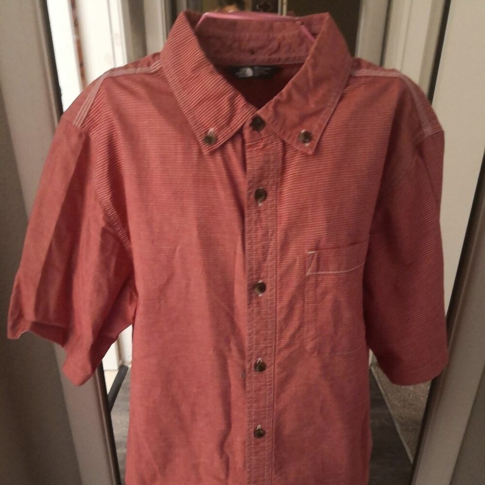 The North Face Red/White Short Sleeve Buttondown Shirt S Preppy Americana Unisex